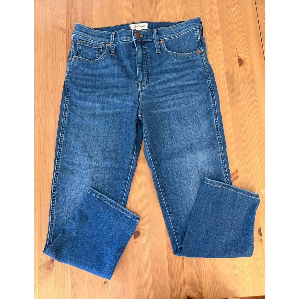 Madewell Mid Rise Stovepipe Jeans Size 30 Medium Wash Straight Leg Stretch Crop